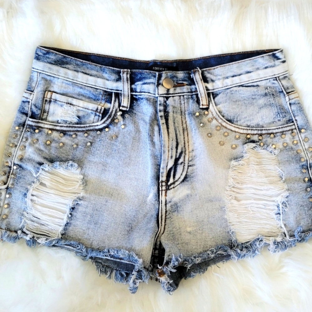 Forever 21 High waist shorts, Acid wash, Size: 27